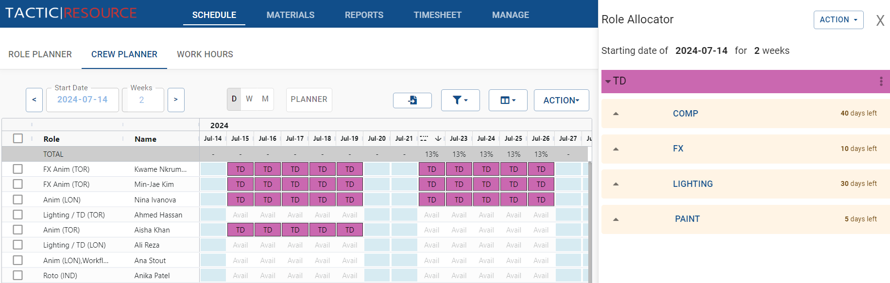 Crew Planner Role Allocator